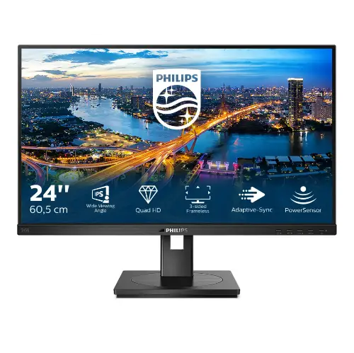 Picture of 61cm/24" (2560x1440) Philips B Line 245B1 16:9 QHD IPS 4ms 75Hz HDMI DVI DP Speaker Pivot Black