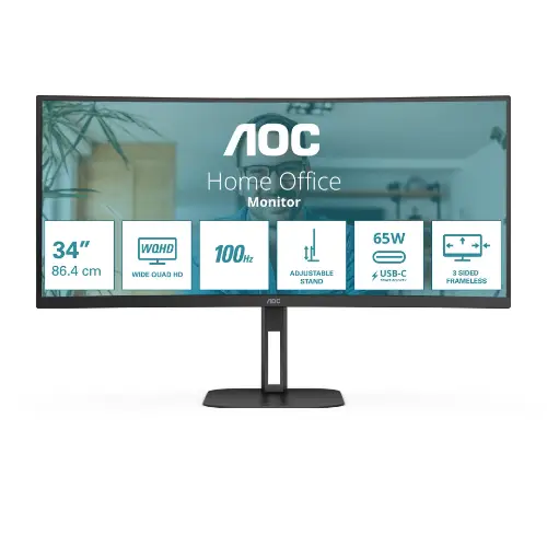 Picture of AOC 86.0cm (34") CU34V5C/BK 21:09 HDMI+DP+USB-C Curved retail