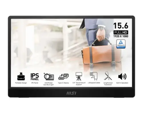 Picture of 39,6cm/15.6" (1920x1080) MSI PRO MP161DE E2 16:9 IPS 4ms 60Hz HDMI USB-C Adaptive-Sync Speaker Iron Gray