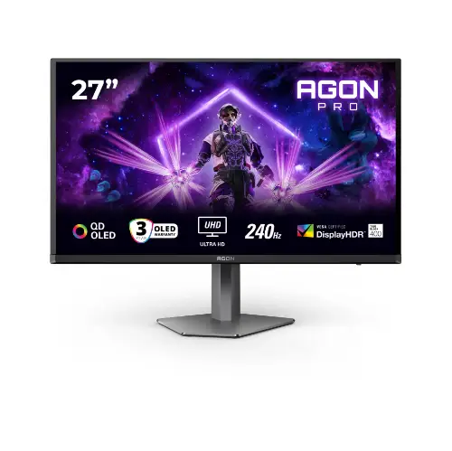 Picture of 67,3cm/26,5" (3840x2160) AOC AG276UZD 16:9 4K QD-OLED 0,03ms 240Hz HDMI DisplayPort USB-C USB VESA Speaker HDR Black