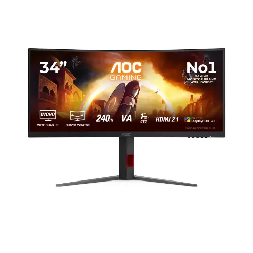 Picture of 86,4cm/34" (3440x1440) AOC CU34G4Z 21:9 WQHD Fast VA 1ms 240Hz HDMI DisplayPort USB VESA HDR Curved Black