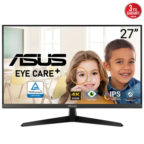 Picture of ASUS VY27UQ Eye Care Monitor 68,58cm 27Zoll IPS WLED UHD 16:9 60Hz 350cd/m2 5ms 2xHDMI DP 2x2W Black