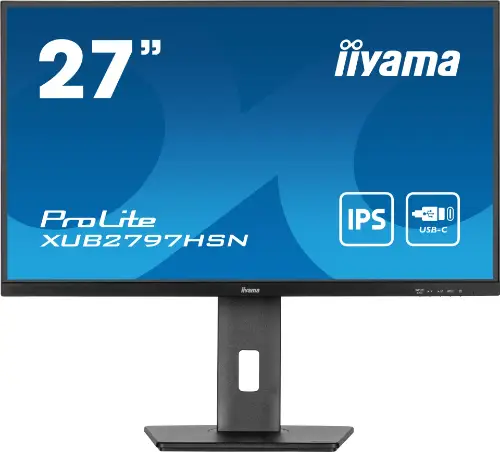 Picture of 68.5cm/27" (1920x1080) iiyama PROLITE XUB2797HSN-B1 16:9 FHD IPS 1ms 100Hz HDMI DP USB-C RJ45 Speaker Pivot Black