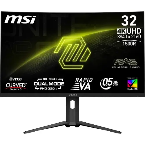 Picture of 80 cm (31.5") 3840 x 2160 Pixel MSI 9S6-3DC54A-025 16:9 4K Ultra HD VA 0,5 ms 160 Hz HDR DisplayPort HDMI Height VESA