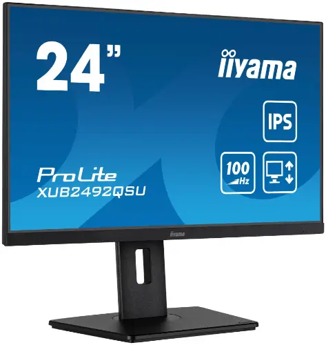 Picture of 61cm/24" (2560x1440) iiyama ProLite XUB2492QSU-B1 16:9 WQHD IPS 0,5ms 100Hz HDMI DP USB Speaker Pivot Black