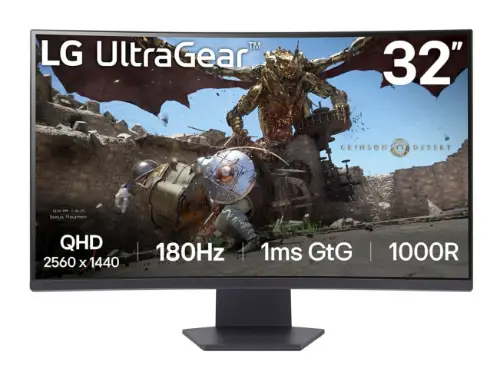 Picture of 80cm/32" ( 2560x1440) LG 32GS60QC-B Consumer Ultragear Gaming HDR10 2xHDMI DP 1ms 180Hz