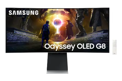 Picture of 86,4cm/34" (3440x1440) Samsung Odyssey G8 LS34DG850SUXEN 21:9 OLED 0,03ms 175Hz Micro-HDMI Mini-DisplayPort USB-C VESA Speaker Silver