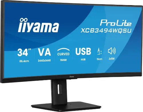 Picture of IIYAMA 86.7cm (34") XCB3494WQSU-B1 21:9 2xHDMI+DP+USB Curv