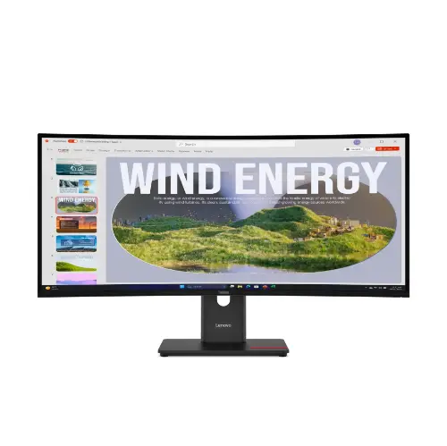 Picture of 86,4cm/34" (3440x1440) Lenovo ThinkVision T34WD-40 21:9 WQHD VA Curved 4ms 120Hz HDMI DisplayPort USB-C USB-A RJ45 VESA Kensington