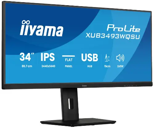 Picture of 86,7cm/34" (3440x1440) iiyama ProLite XUB3493WQSU-B6 21:9 IPS 1ms 120Hz HDMI DisplayPort USB VESA Speaker HDR Black