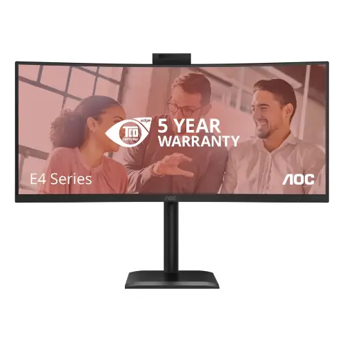 Picture of 86,4cm/34" (3440x1440) AOC CU34E4CW 21:9 VA 4ms 120Hz Curved HDMI DisplayPort USB-C RJ45 VESA Speaker Webcam HDR10 KVM Black