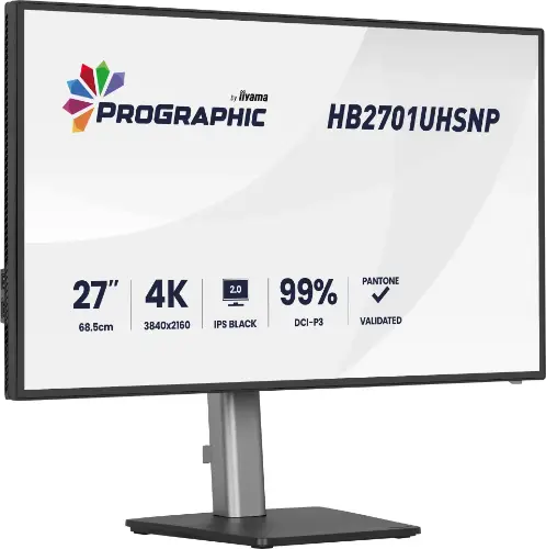Picture of 68,6 cm/27" (3840×2160) iiyama ProGraphic HB2701UHSNP-B1 16:9 IPS Black 2.0 4 ms 60 Hz HDMI DisplayPort USB-C (96 W) USB-Hub RJ45 KVM VESA Black