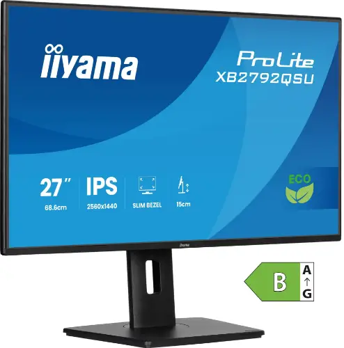 Picture of 68,6cm/27" (2560x1440) iiyama ProLite XB2792QSU-B1 16:9 IPS 3ms 120Hz HDMI DisplayPort USB VESA Speaker HAS Pivot Black