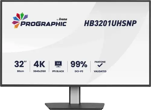 Picture of 80,0 cm/31,5" (3840x2160) iiyama ProGraphic HB3201UHSNP-B1 16:9 IPS 4 ms 60 Hz 450cd/m² USB-C (96 W) HDMI DP RJ45 KVM VESA Black