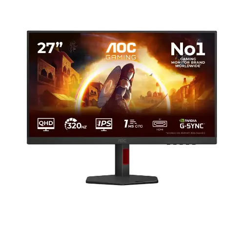 Picture of AOC Gaming Q27G4SRU - 27 Zoll QHD, 300 Hz, 1 ms, HDR400 2560x1440, 2x HDMI 2.1, DisplaPort 1.4, USB Hub schwarz-rot