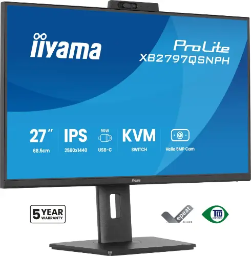 Picture of 68,5cm/27" (2560x1440) iiyama ProLite XB2797QSNPH-B1 16:9 QHD IPS 1ms 75Hz HDMI DisplayPort USB-C VESA Speaker Black