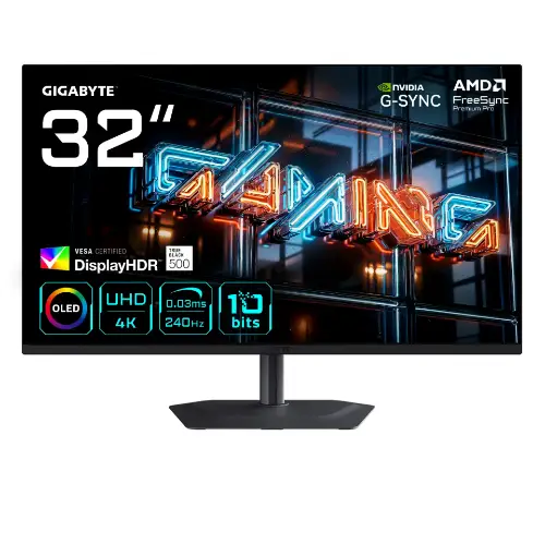 Picture of 80,0cm/31,5" (3840x2160) GIGABYTE MO32U24 4K QD-OLED 0,03ms 240Hz HDMI DisplayPort USB-C USB HDR VESA Speaker Pivot