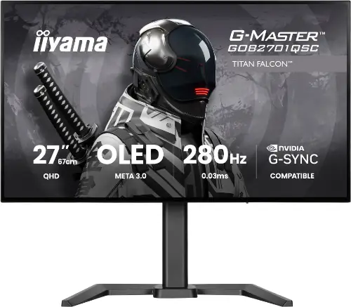 Picture of 68,6cm/27" (2560x1440) iiyama G-Master GOB2701QSC-B1 16:9 WQHD META3 OLED 0,03ms 280Hz HDMI DisplayPort USB-C USB HDR VESA Speaker Pivot Black