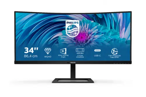 Picture of 86,36 cm/34" (3440x1440) Philips 346E2CUAE/00 21:9 WQHD VA 4ms 100Hz USB-C HDMI DisplayPort VESA Black