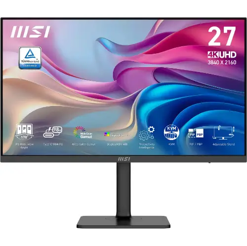 Picture of 68,6 cm (27") 3840 x 2160 Pixel MSI 9S6-3PB19H-270 16:9 4K Ultra HD IPS 4 ms 60 Hz HDR DisplayPort HDMI USB-Hub Pivot Height VESA Speaker
