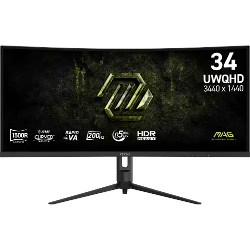 Picture of 86,4 cm (34") 3440 x 1440 Pixel MSI 9S6-3DB64H-089 21:9 UltraWide Quad HD VA 0,5 ms 200 Hz DisplayPort HDMI Pivot Height VESA