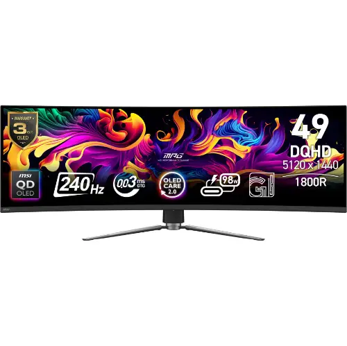 Picture of MSI MPG 491CQPXDE QD-OLED (124.5 cm (49 Zoll), schwarz, DQHD, Curved, USB-Hub, USB-C, 240Hz Panel)