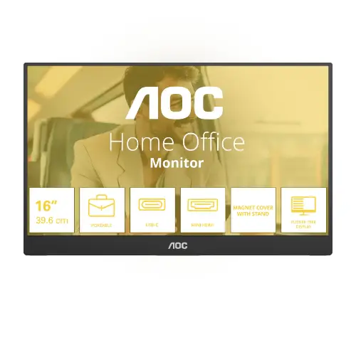 Picture of 39,6 cm (15.6") 1920 x 1080 Pixel AOC 16T20E2 16:9 Full HD IPS 4 ms 60 HDMI Speaker