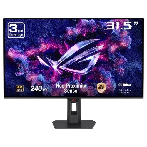 Picture of 80 cm (31.5") 3840 x 2160 Pixel ASUS 90LM0CV0-B01371 16:9 4K Ultra HD OLED 0,03 ms 240 Hz HDR DisplayPort HDMI USB-Hub Height VESA