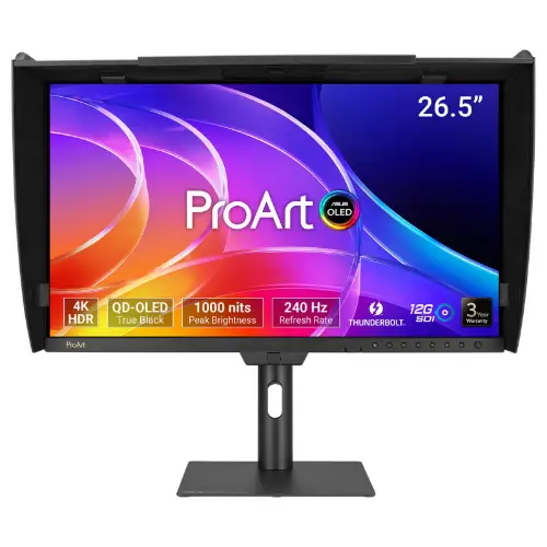 Picture of 67,3 cm (26.5") 3840 x 2160 Pixel ASUS 90LM04N0-B01371 16:9 4K Ultra HD OLED 0,1 ms 240 Hz HDR DisplayPort HDMI USB-Hub Pivot Height VESA Speaker