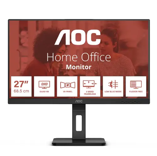 Picture of 68,6 cm (27") 2560 x 1440 Pixel AOC Q27E3UMF 16:9 Quad HD VA 75 Hz USB-Hub Pivot Height Speaker