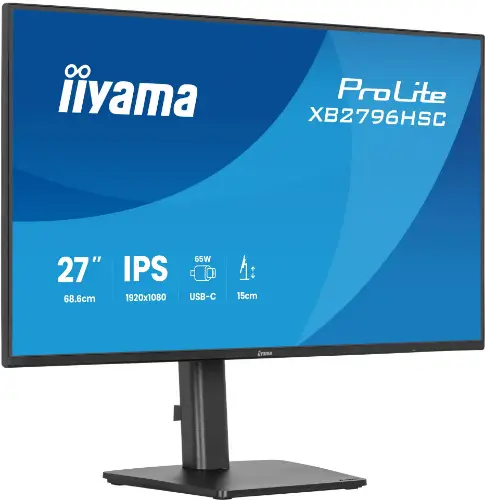Picture of 68,6cm/27" (1920x1080) iiyama ProLite XB2796HSC-B1 16:9 IPS 3ms 144Hz HDMI USB-C USB VESA Speaker Black