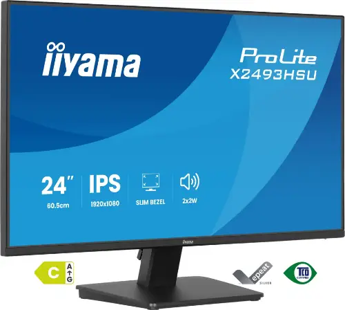 Picture of 60,5cm/23,8" (1920x1080) iiyama ProLite X2493HSU-B1 16:9 FHD IPS 1ms 120Hz HDMI DisplayPort USB VESA Speaker Black