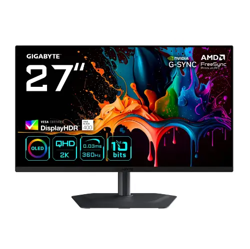 Picture of 68,6cm/27" (2560x1440) GIGABYTE MO27Q3 WQHD QD-OLED 0,03ms 360Hz HDMI DisplayPort USB-C USB HDR VESA Speaker Pivot