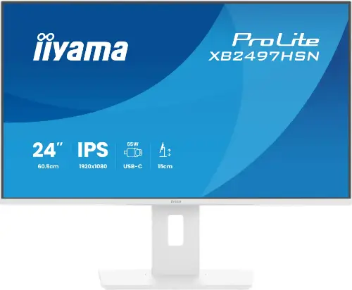 Picture of 60,5 cm (23.8") 1920 x 1080 Pixel iiyama XB2497HSN-W1 16:9 Full HD IPS 1 ms 100 Hz DisplayPort HDMI USB-Hub Pivot Height VESA Speaker