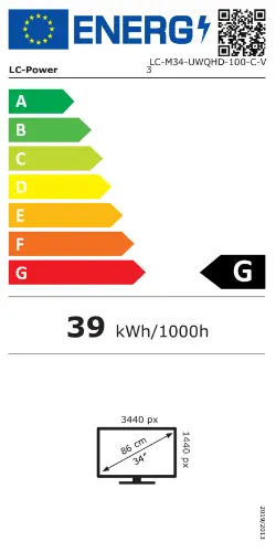 Picture of LC-Power 86.36cm (34") LC-M34-UWQHD-100-C-V3 VA+DP+HDMI