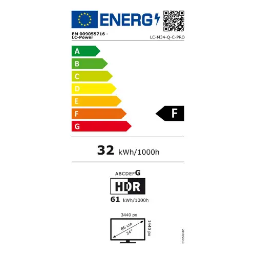 Picture of LC-Power 86.36cm (34") LC-M34-Q-C-PRO DP+HDMI+USB-A/-C+RJ45