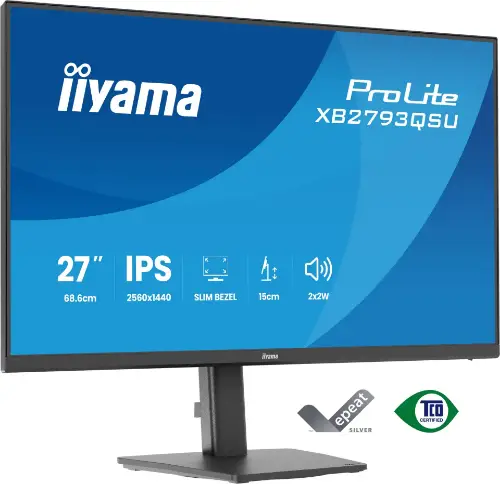 Picture of 68,5cm/27" (2560x1440) iiyama ProLite XB2793QSU-B1 16:9 WQHD IPS 1ms 75Hz HDMI DisplayPort USB VESA Speaker Black