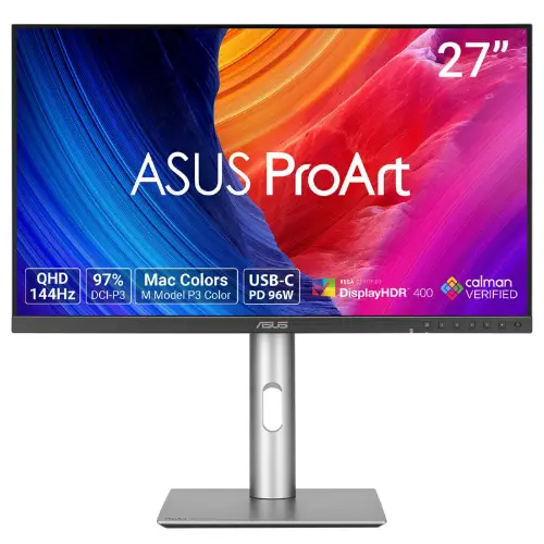 Picture of 68,6 cm (27") 2560 x 1440 Pixel ASUS 90LM06Q1-B01K71 16:9 Wide Quad HD IPS 5 ms 144 Hz HDR DisplayPort HDMI USB-Hub Pivot Height VESA Speaker