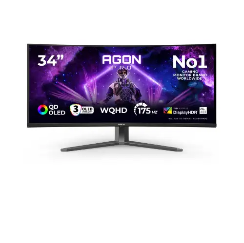 Picture of 86,36cm/34" (3440x1440) AOC AGON PRO AG346UCD OLED HDR400 TrueBlack 0,03ms 175Hz 2xHDMI DP Speaker DarkGrey