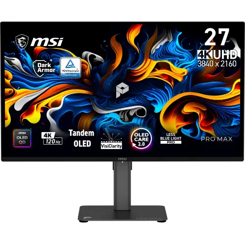Picture of 67,3 cm (26.5") 3840 x 2160 Pixel MSI 9S6-3PF8CA-001 16:9 UltraWide Full HD OLED 0,03 ms 120 Hz HDR DisplayPort HDMI Pivot Height VESA Speaker