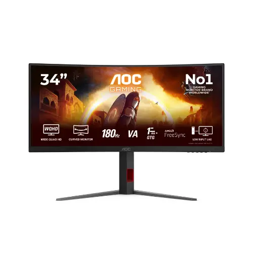 Picture of 86cm/34" (3440x1440) AOC CU34G4 21:9 FastVA 0,5ms 180Hz HDMI DisplayPort Curved Freesync Premium HDR10 Black
